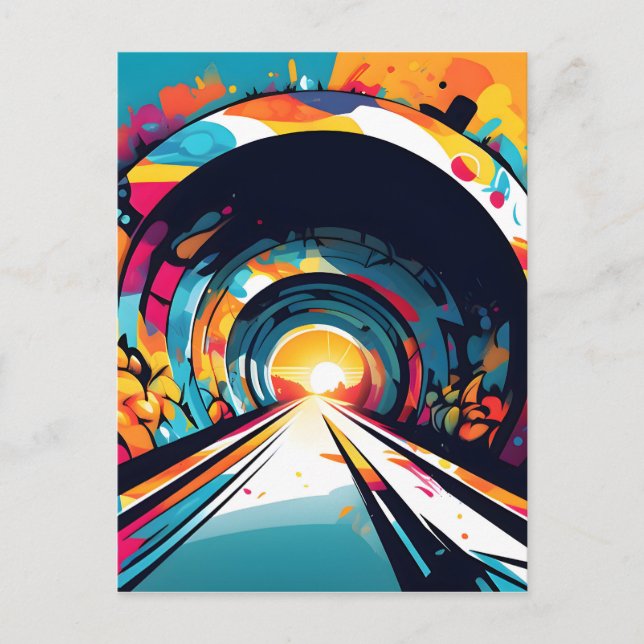 Tunnel With Graffiti Art Postcard (Front)