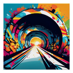 Tunnel With Graffiti Art Poster