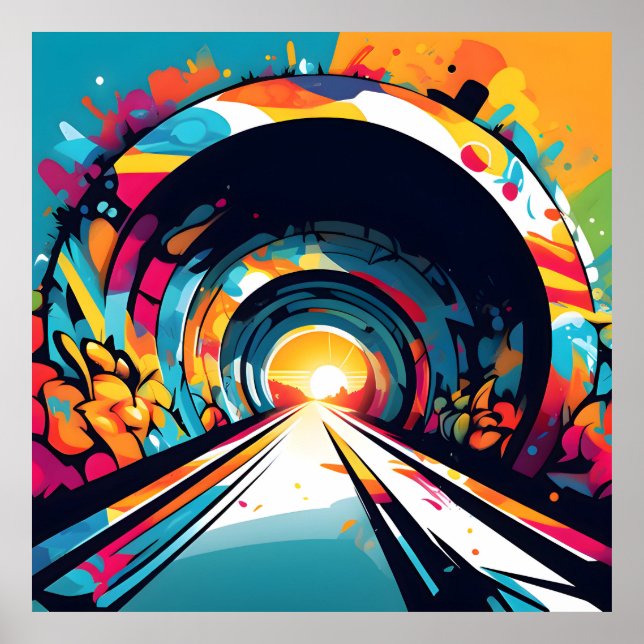 Tunnel With Graffiti Art Poster (Front)
