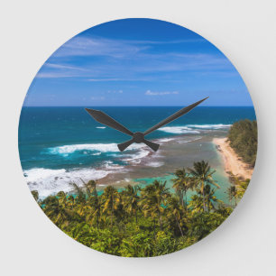 Tunnels Beach as seen from the Kalalau Trail Large Clock