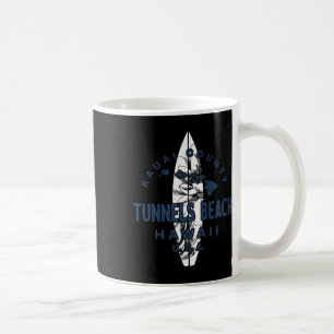 Tunnels Beach Kauai Hawaii Vintage Surfing Coffee Mug