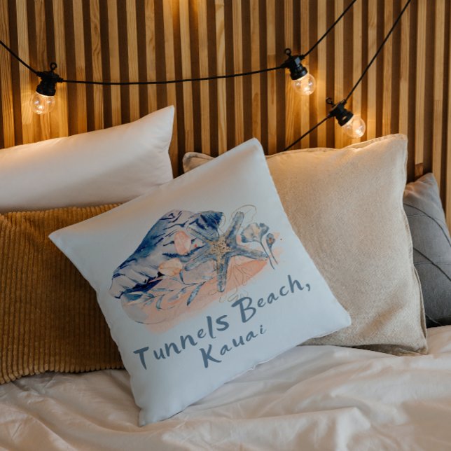 Tunnels Beach Kauai Seashells  Cushion (Creator Uploaded)