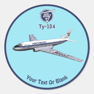 Tupolev (Туполев) Tu-104 Airliner Classic Round Sticker
