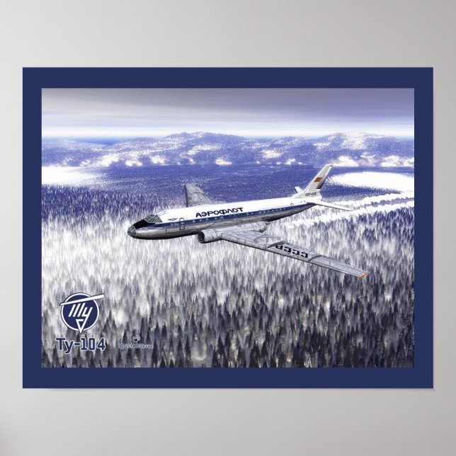 Tupolev (Туполев) Tu-104 Over Siberia Poster (Front)