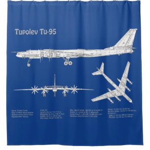 Tupolev Tu-95 - Aeroplane Blueprint Plans ABD Shower Curtain