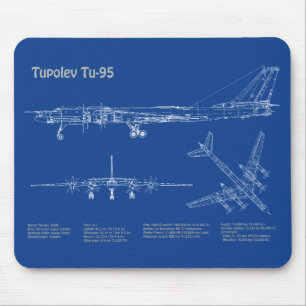 Tupolev Tu-95 - Aeroplane Blueprint Plans AD Mouse Pad