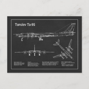 Tupolev Tu-95 - Aeroplane Blueprint Plans PD Postcard