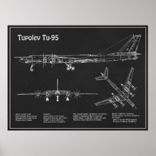 Tupolev Tu-95 - Aeroplane Blueprint Plans PD Poster