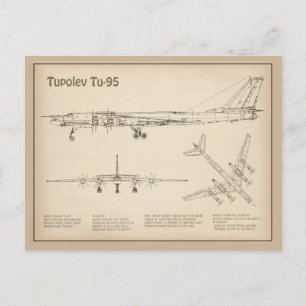 Tupolev Tu-95 - Aeroplane Blueprint Plans SD Postcard
