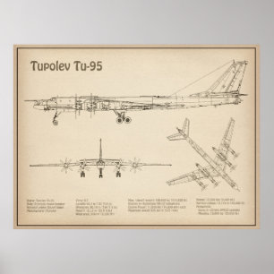 Tupolev Tu-95 - Aeroplane Blueprint Plans SD Poster