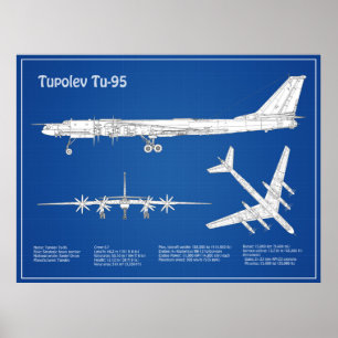 Tupolev Tu-95 - Airplane Blueprint Plans ABD Poster