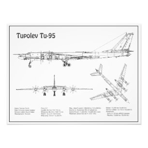 Tupolev Tu-95 - Airplane Blueprint Plans BD Photo Print