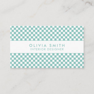 Tuquoise Chequered Modern Business Card