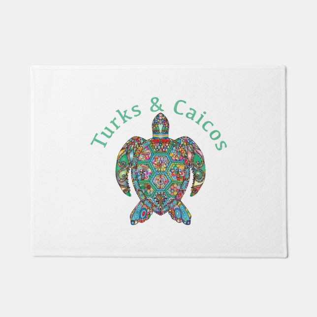 Tur Caicos Tribal Turtle Doormat (Front)