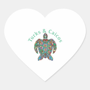 Tur Caicos Tribal Turtle Heart Sticker