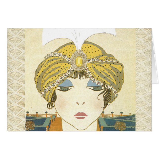 Turbaned Poiret 1900s Fashion Illustration (Front Horizontal)