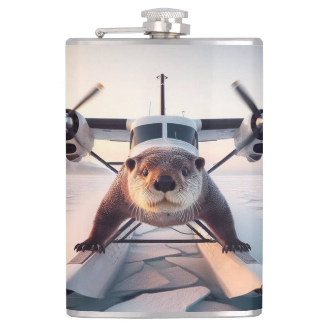 Turbo Prop Twin Engine Float Plane Bush Canada Hip Flask (Front)