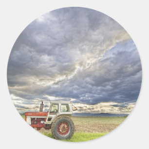 Turbo Tractor Country Evening Skies Classic Round Sticker