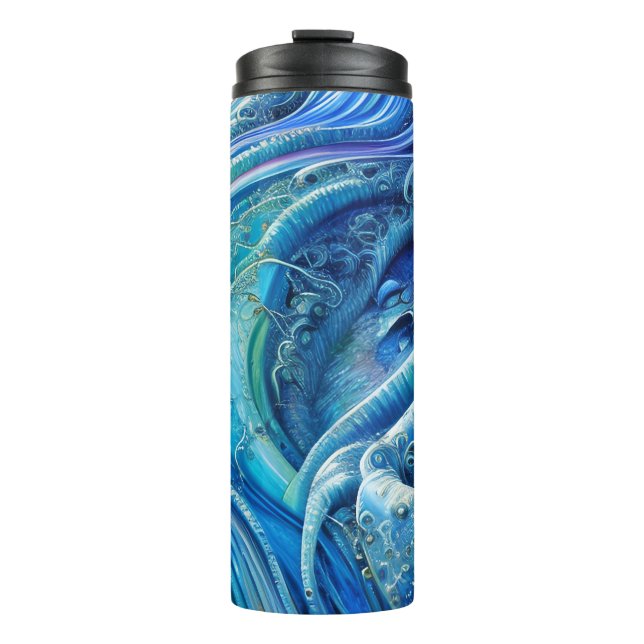 Turbulence Flow in the Sea, Abstract Art Thermal Tumbler (Front)