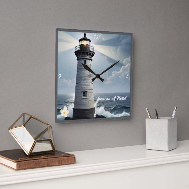 "Turbulent Sea Calm" Square Wall Clock (Office)