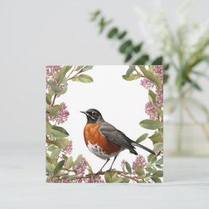 Turdus migratorius With the Connecticut Flower Holiday Card