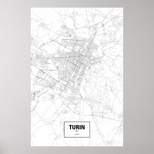 Turin, Italy (black on white) Poster (Front)