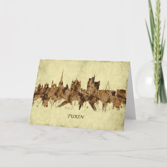 Turin Italy Cityscape Holiday Card (Front)