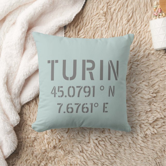 Turin Italy Latitude and Longitude Coordinates  Cushion (Blanket)