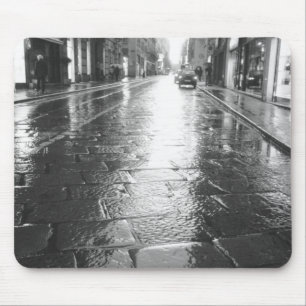 Turin Italy, Wet Street Evening Mouse Pad