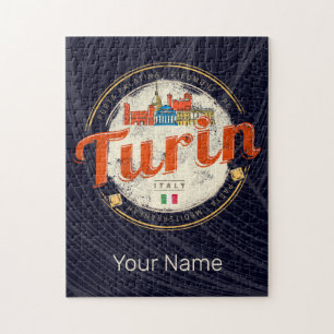 Turin Piedmont Retro Skyline Italian Vintage Pasta Jigsaw Puzzle