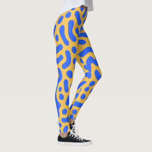 Turing Pattern Abstract Leggings   Blue and Gold 