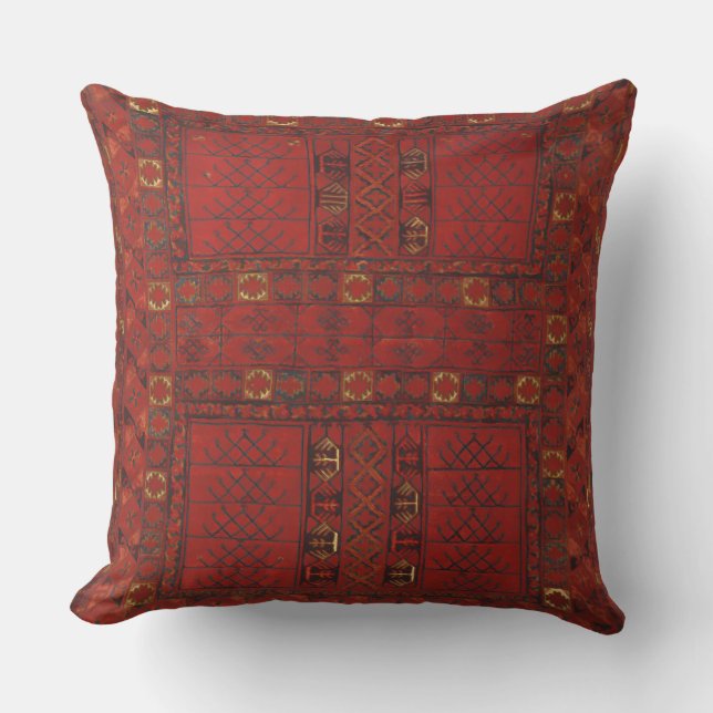 Turkestani red carpet pattern outdoor cushion (Front)