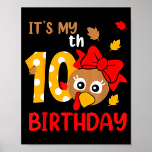 Turkey 10th Birthday Autumn Thanksgiving Party Boy Poster