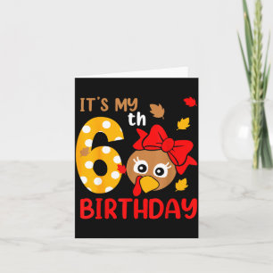 Turkey 6th Birthday Autumn Thanksgiving Party Boy  Card