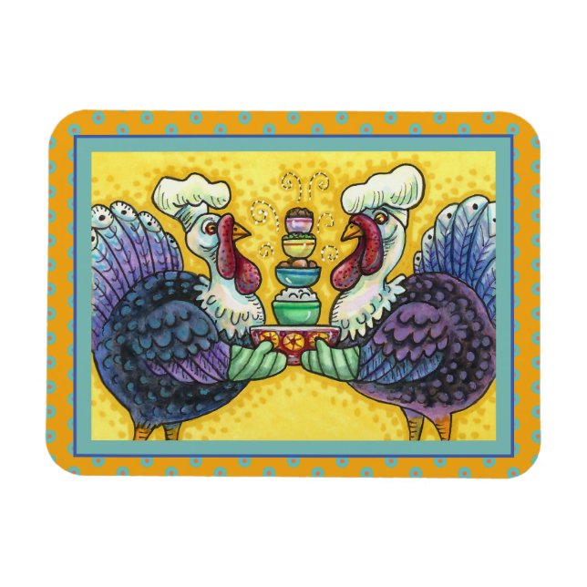 TURKEY & ALL THE FIXINS, FUNNY THANKSGIVING BIRDS MAGNET (Horizontal)