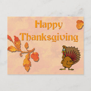 Turkey And Autumn Leaves Postcard