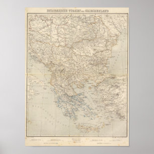 Turkey and Greece Atlas Map Poster