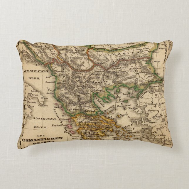 Turkey and Greece Map Decorative Cushion (Front)