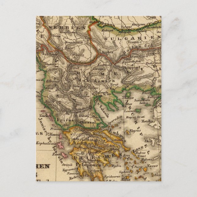 Turkey and Greece Map Postcard (Front)