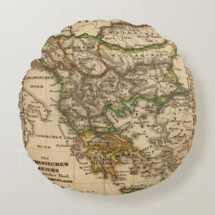 Turkey and Greece Map Round Cushion