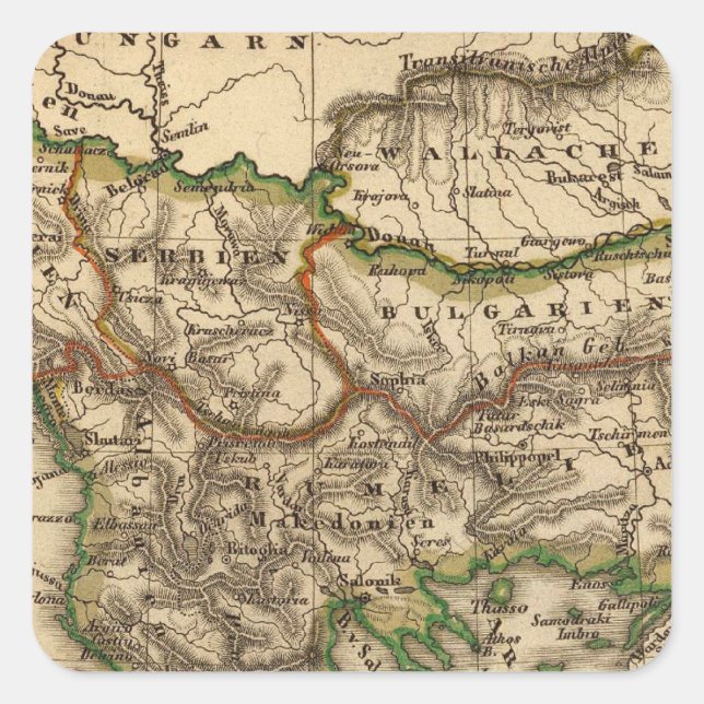 Turkey and Greece Map Square Sticker (Front)