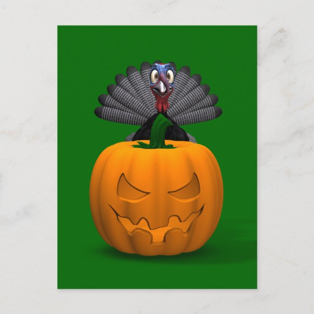 Turkey And Pumpkin Postcard (Front)