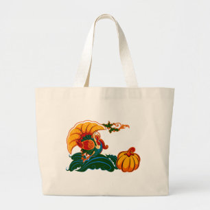 Turkey and Pumpkin Thanksgiving Gift Large Tote Bag