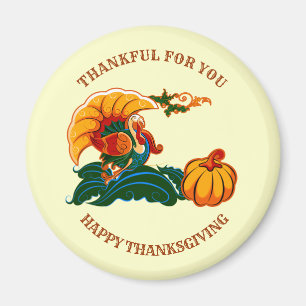 Turkey and Pumpkin Thanksgiving Magnet