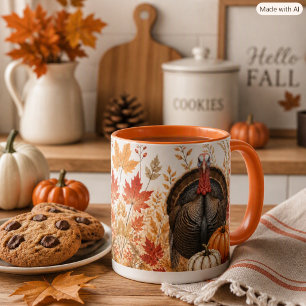 Turkey and Pumpkins Autumn Harvest Wildlife Mug