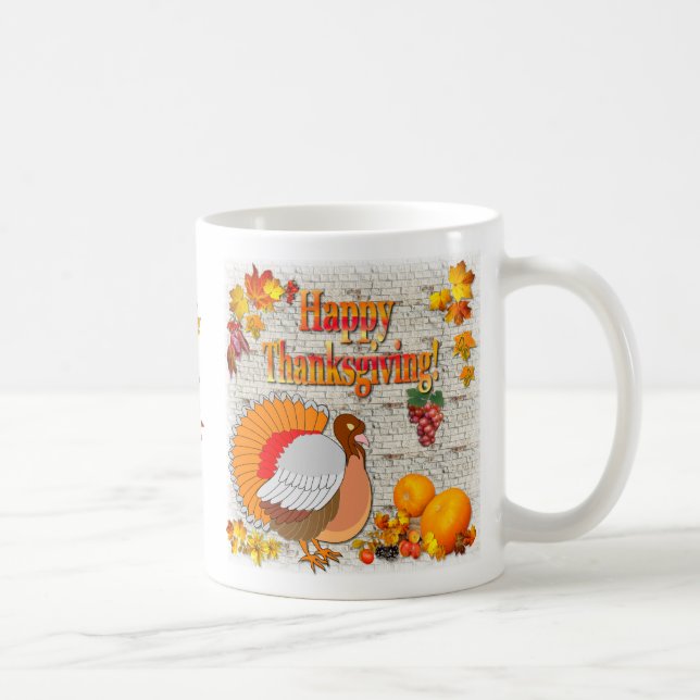 Turkey and pumpkins ~ Thanksgiving day mug (Right)
