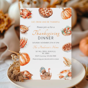 Turkey and Sides Thanksgiving Dinner Invitation
