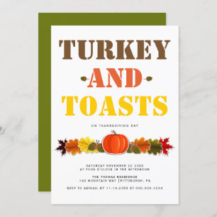 Turkey and Toasts bold typography Friendsgiving Invitation
