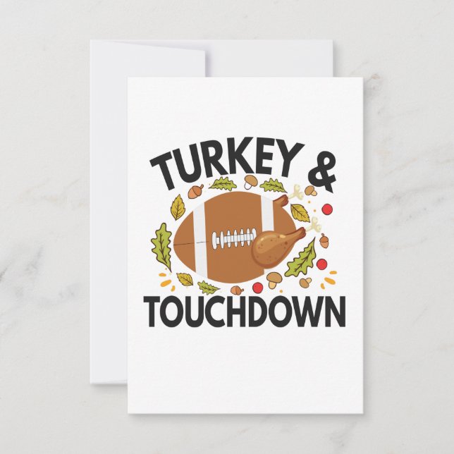 Turkey and Touchdown Funny Football Turkey Fall RSVP Card (Front)