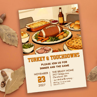 Turkey and Touchdowns Dinner Invitation